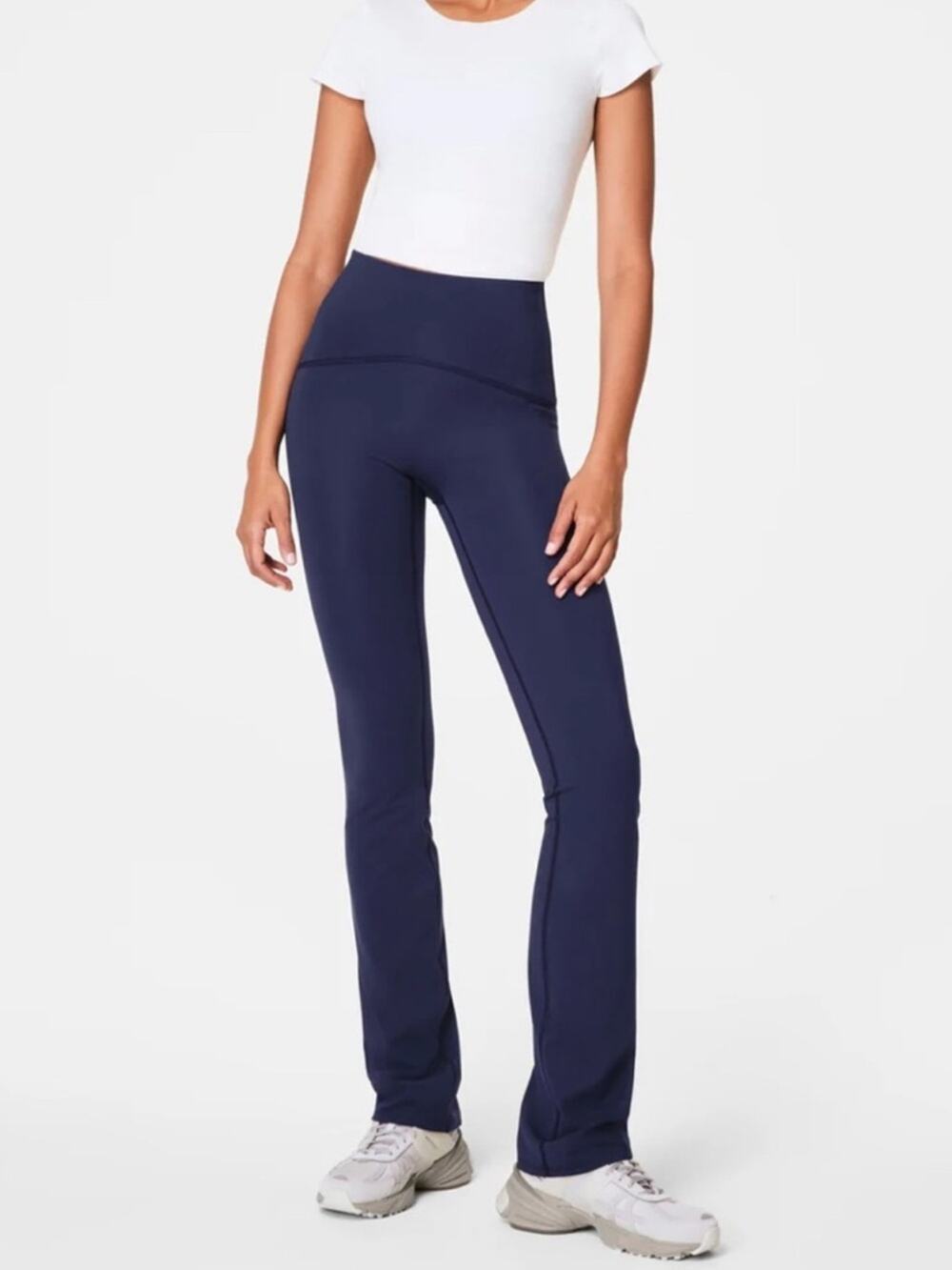 SPANX SPANXshape Women’s Booty Boost Flare Pant Leggings Wide Leg Stretch Blue